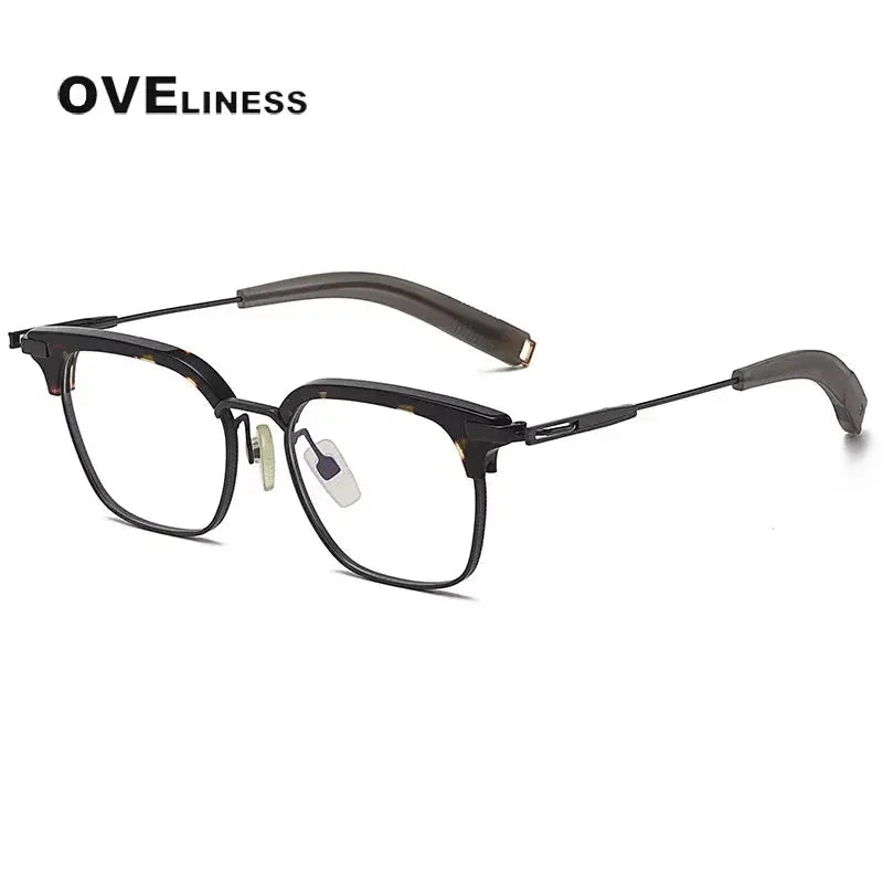 Unisex Square Full Rim Titanium Oversized Prescription Glasses 64207 — view 3 | Rx Spectacle