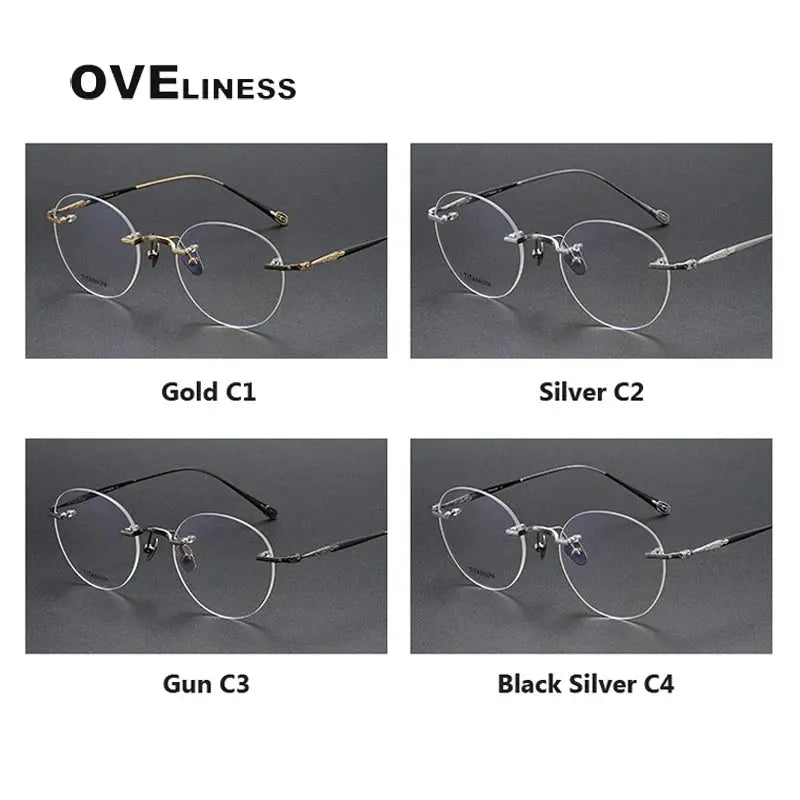 Unisex Round Rimless Titanium Prescription Glasses 80955 — view 5 | Rx Spectacle