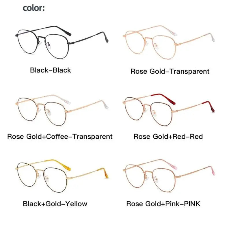 Women's Round Full Rim Alloy Prescription Glasses L2092 — view 9 | Rx Spectacle