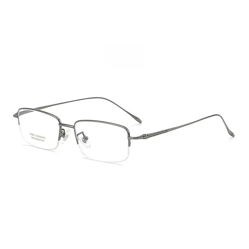 Men's Square Semi-Rimless Titanium Prescription Glasses Y8039 — view 7 | Rx Spectacle