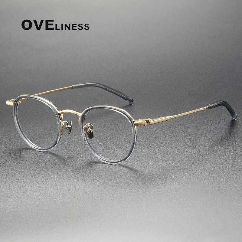 Unisex Round Full Rim Titanium Prescription Glasses M43 — view 3 | Rx Spectacle