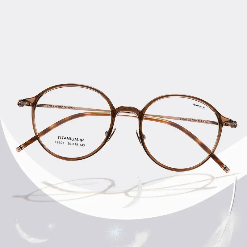 Women's Round Full Rim Titanium Prescription Glasses 9101 — view 3 | Rx Spectacle