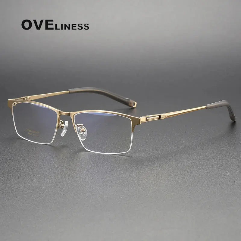 Unisex Square Semi-Rimless Titanium Prescription Glasses 80877 — view 2 | Rx Spectacle