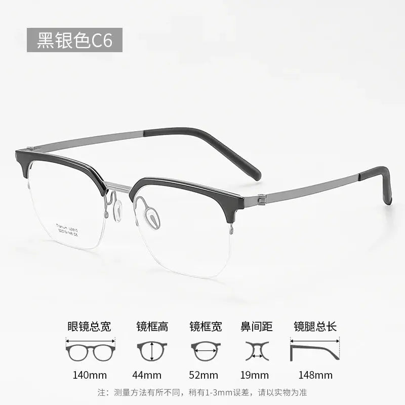 Unisex Square Full Rim Titanium Prescription Glasses 2610 — view 5 | Rx Spectacle