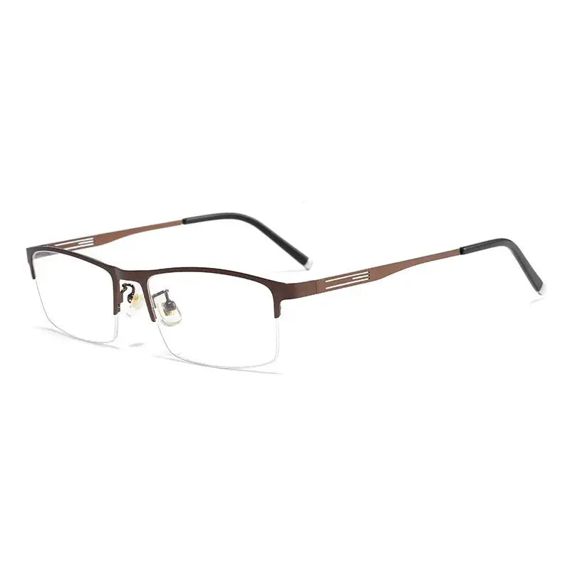 Men's Square Semi-Rimless Titanium Prescription Glasses 715180 — view 3 | Rx Spectacle
