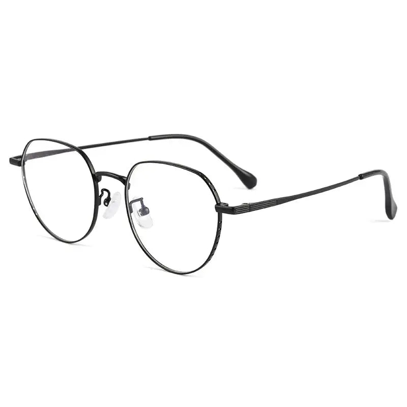 Women's Round Full Rim Titanium Flat Top Prescription Glasses 5056 — view 8 | Rx Spectacle