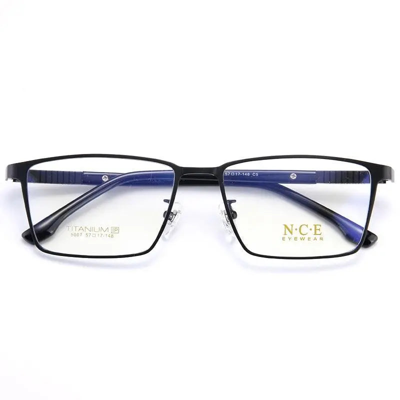 Men's Square Full Rim Titanium Prescription Glasses 5007 — view 9 | Rx Spectacle
