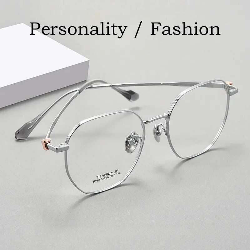 Unisex Polygon Full Rim Titanium Prescription Glasses Y61039 — view 3 | Rx Spectacle