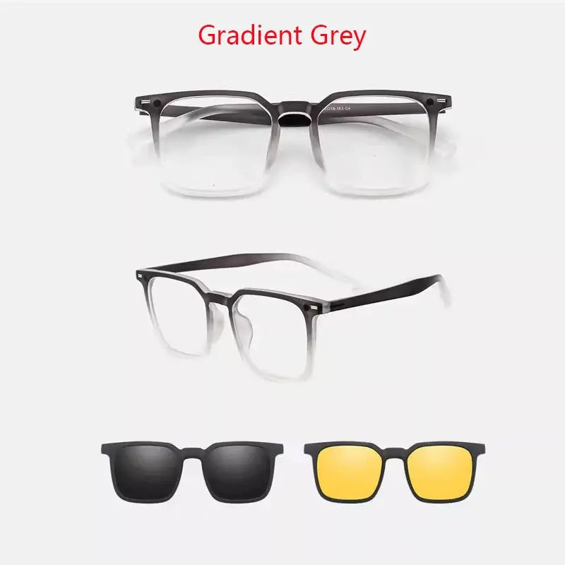 Men's Square Full Rim Acetate Clip-On Prescription Glasses 001000 — view 5 | Rx Spectacle
