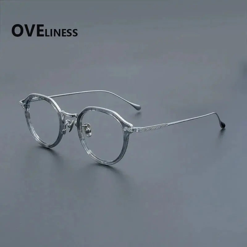 Unisex Oval Full Rim Titanium Flat Top Prescription Glasses 92209 — view 4 | Rx Spectacle