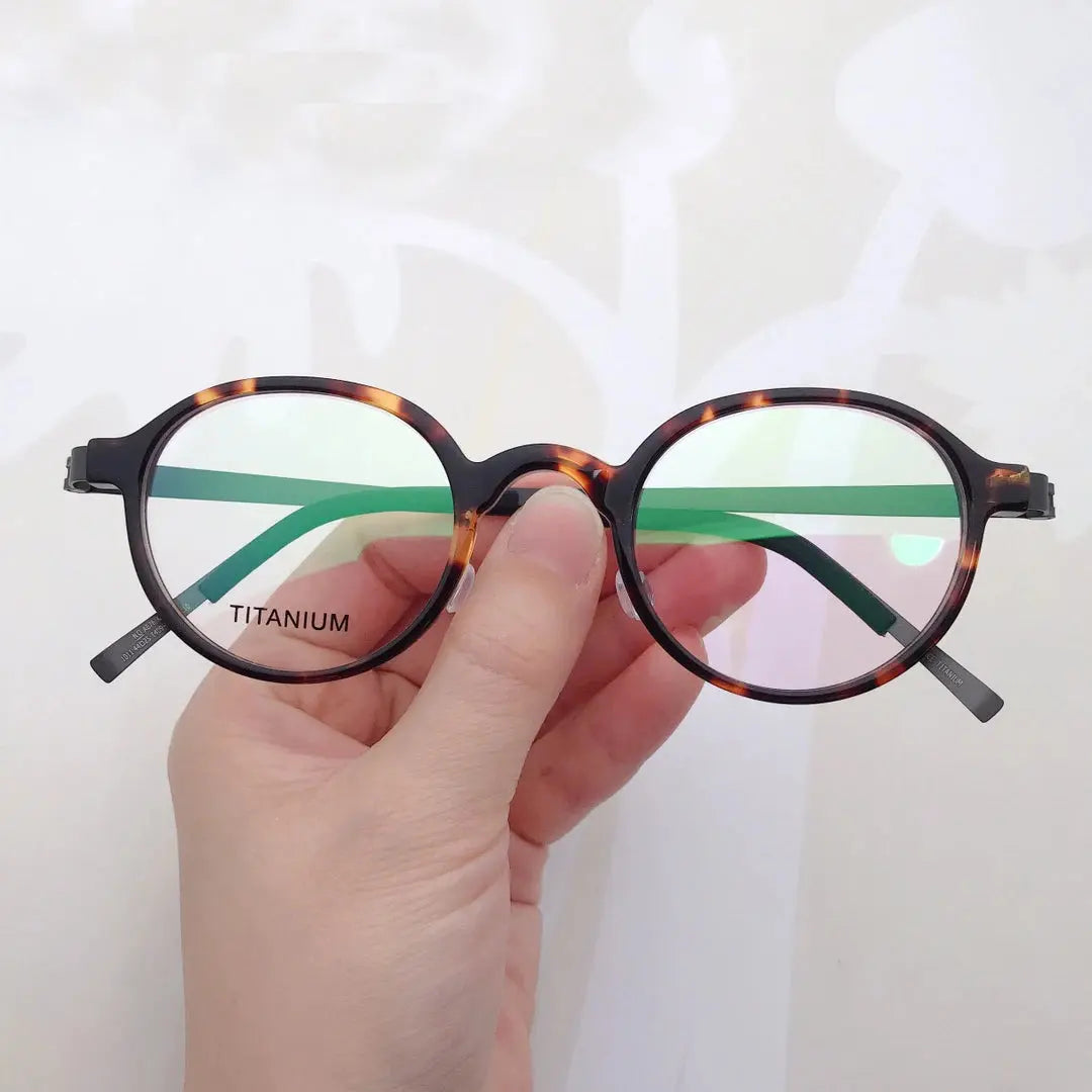 Women's Round Full Rim Titanium Prescription Glasses 94011 — view 5 | Rx Spectacle