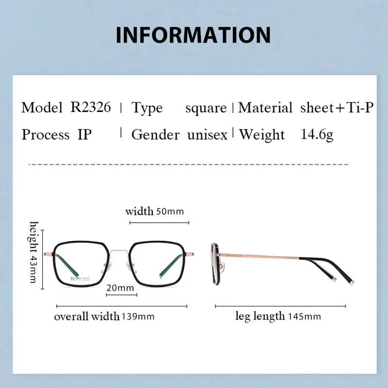 Women's Square Full Rim Titanium Prescription Glasses 72326 — view 2 | Rx Spectacle