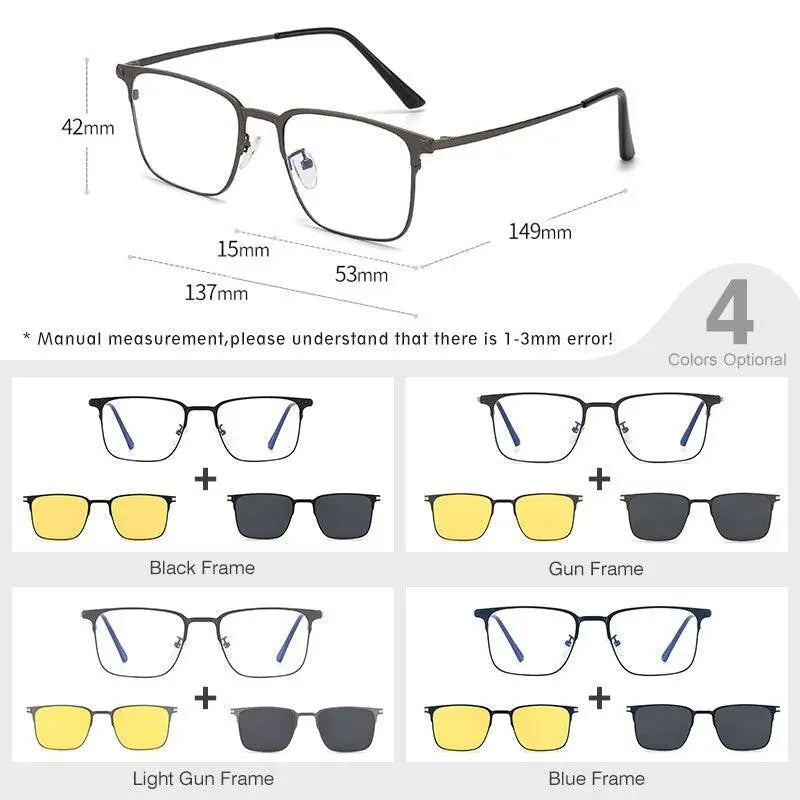 Unisex Square Full Rim Alloy Clip-On Prescription Glasses 7012 — view 7 | Rx Spectacle