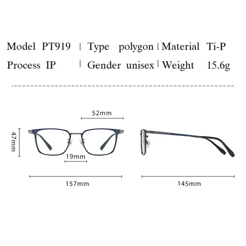 Men's Square Full Rim Titanium Prescription Glasses 919000 — view 2 | Rx Spectacle