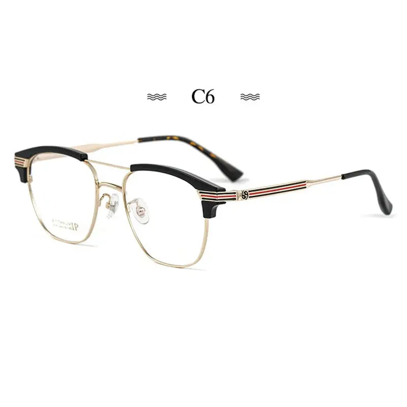 Men's Square Full Rim Titanium Double Bridge Prescription Glasses Bj2315 — view 8 | Rx Spectacle