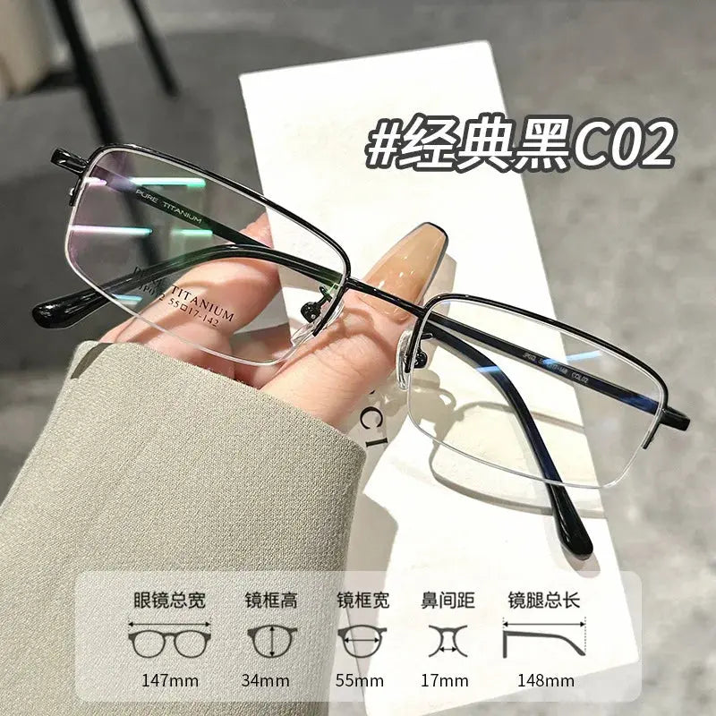 Men's Square Semi-Rimless Titanium Prescription Glasses 229012 — view 6 | Rx Spectacle