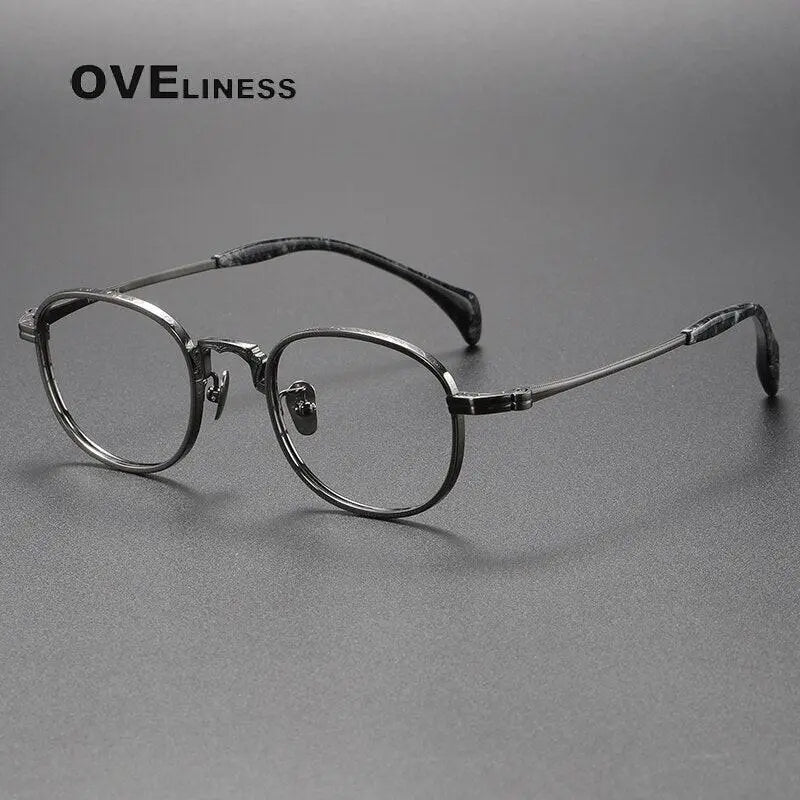 Unisex Square Full Rim Titanium Prescription Glasses 80866 — view 5 | Rx Spectacle