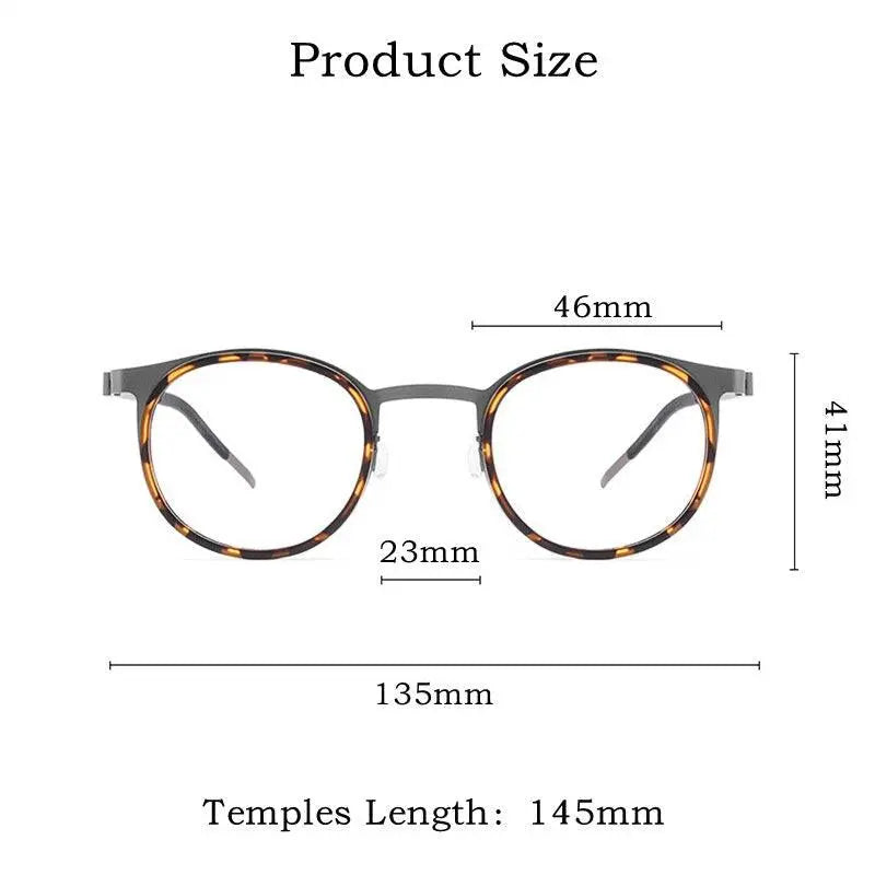 Men's Round Full Rim Titanium Screwless Prescription Glasses 9704jw — view 10 | Rx Spectacle