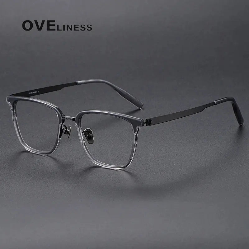 Unisex Square Full Rim Titanium Prescription Glasses 80978 — view 7 | Rx Spectacle