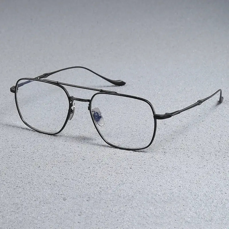 Men's Square Full Rim Titanium Double Bridge Prescription Glasses 43123 — view 4 | Rx Spectacle