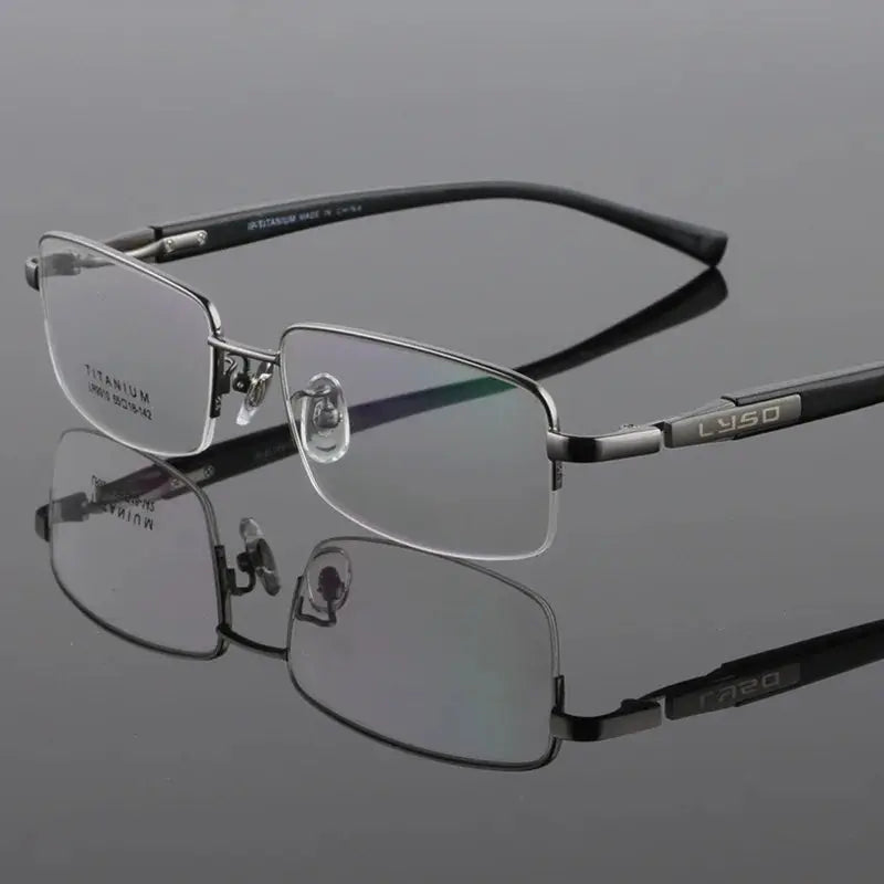 Unisex Square Semi-Rimless Titanium Prescription Glasses 59910 — view 3 | Rx Spectacle