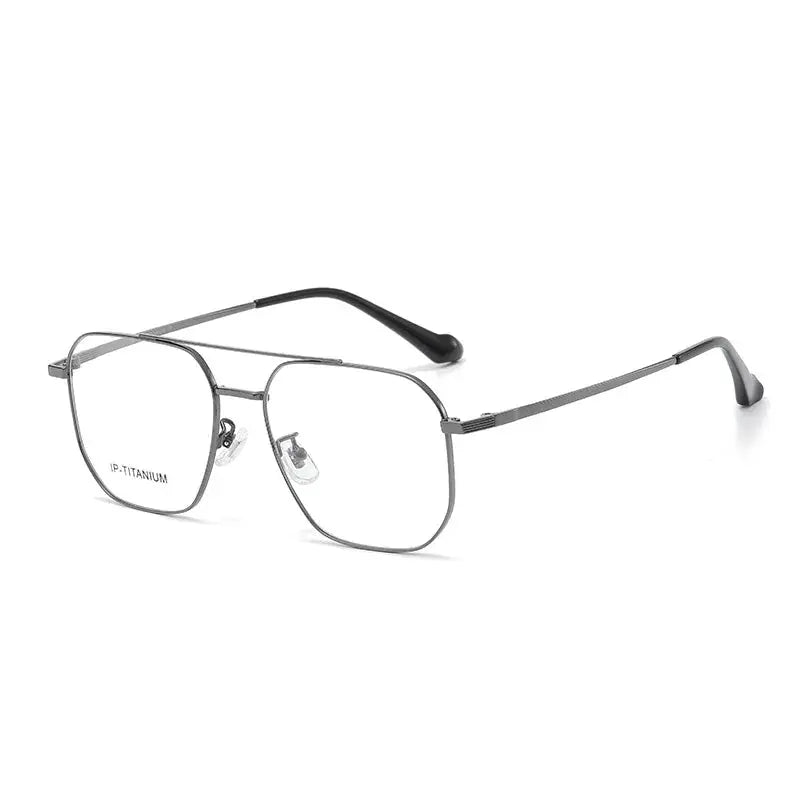 Unisex Square Full Rim Alloy Double Bridge Prescription Glasses 98434 — view 4 | Rx Spectacle