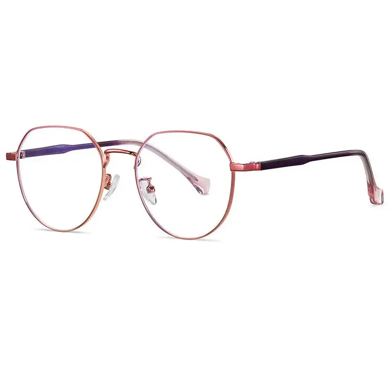 Unisex Oval Full Rim Alloy Flat Top Prescription Glasses 79219 — view 3 | Rx Spectacle