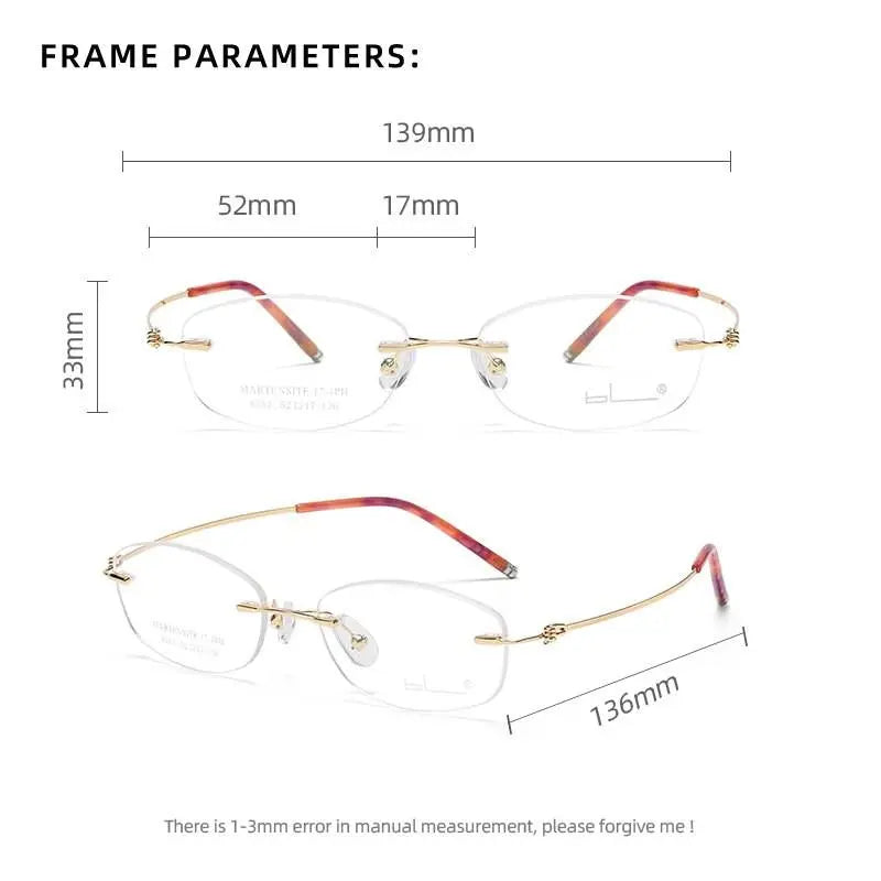 Women's Square Rimless Titanium Prescription Glasses 8587 — view 11 | Rx Spectacle