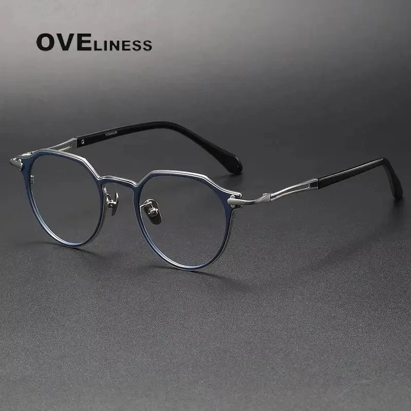 Unisex Oval Full Rim Titanium Flat Top Prescription Glasses 369141 — view 6 | Rx Spectacle