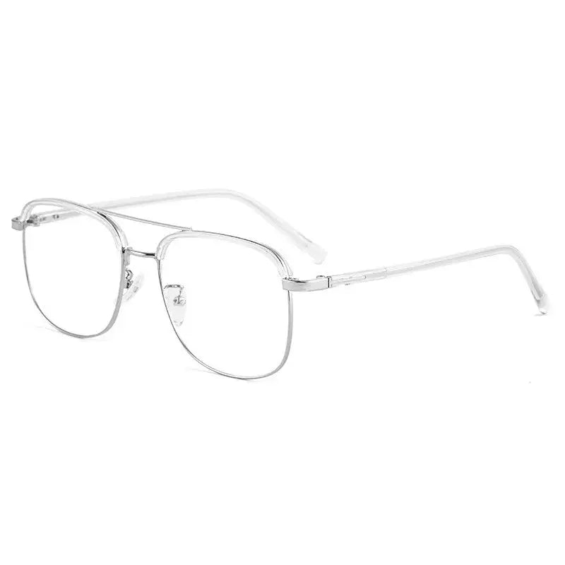 Unisex Square Full Rim Alloy Double Bridge Reading Glasses 18032 — view 6 | Rx Spectacle