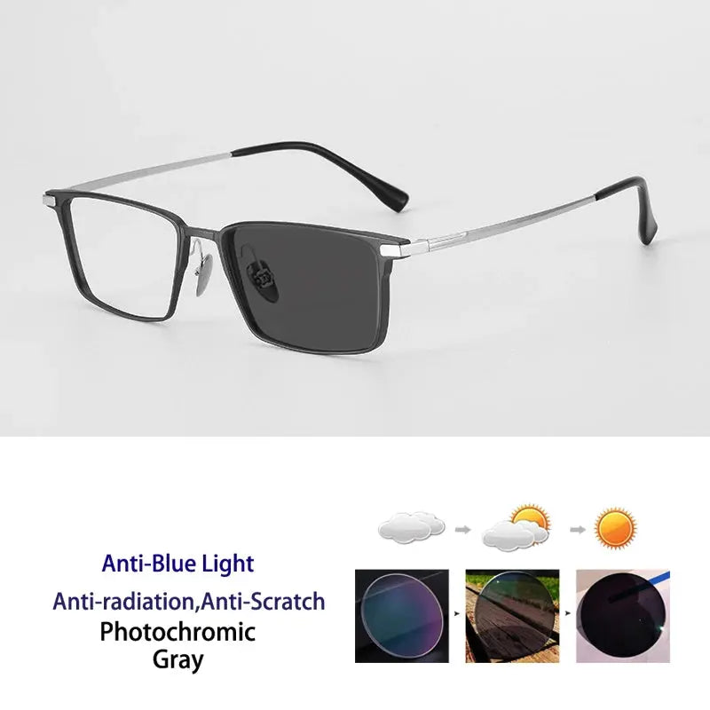 Unisex Square Full Rim Titanium Reading Glasses 628003 — view 3 | Rx Spectacle