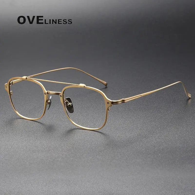 Unisex Square Full Rim Titanium Double Bridge Prescription Glasses Kj31 — view 3 | Rx Spectacle