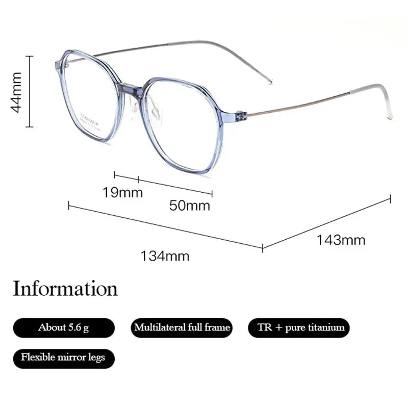 Women's Polygon Full Rim Titanium Flat Top Prescription Glasses 75823 — view 2 | Rx Spectacle