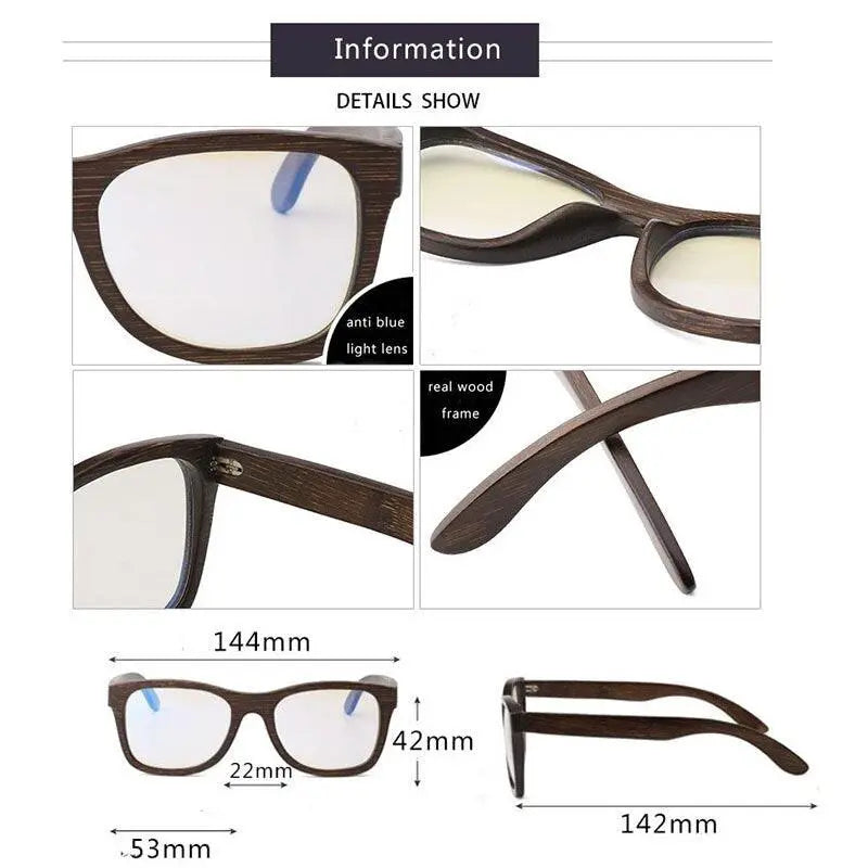 Men's Square Full Rim Wood Prescription Glasses 5677 — view 3 | Rx Spectacle