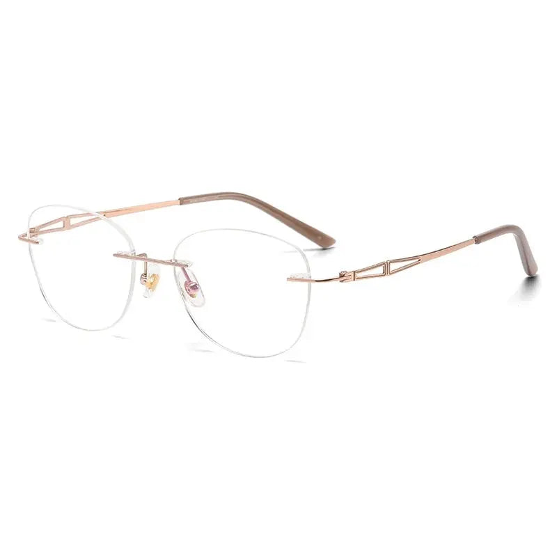 Women's Cat Eye Rimless Titanium Prescription Glasses 6089 — view 3 | Rx Spectacle