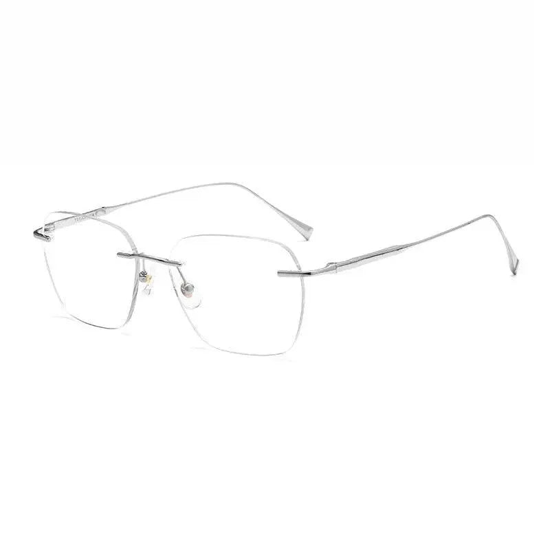 Unisex Square Rimless Titanium Prescription Glasses 1912t — view 6 | Rx Spectacle