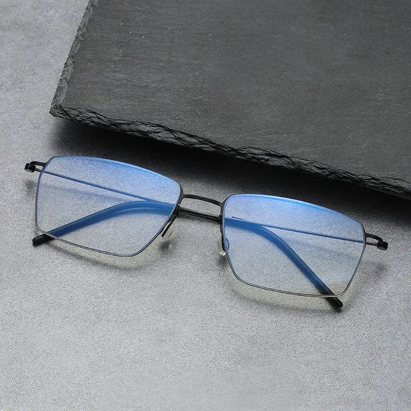 Unisex Square Full Rim Titanium Screwless Prescription Glasses 45509 — view 1 | Rx Spectacle