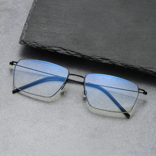 Unisex Square Full Rim Titanium Screwless Prescription Glasses 45509 — view 1 | Rx Spectacle
