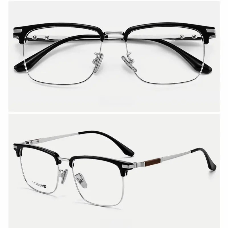 Men's Square Full Rim Titanium Prescription Glasses Y8079 — view 9 | Rx Spectacle