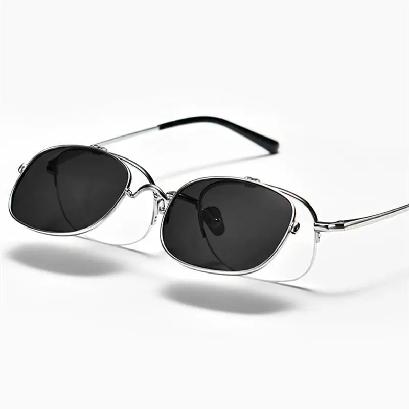 Unisex Rectangular Semi-Rimless Titanium Clip-On Prescription Glasses K15 — view 1 | Rx Spectacle