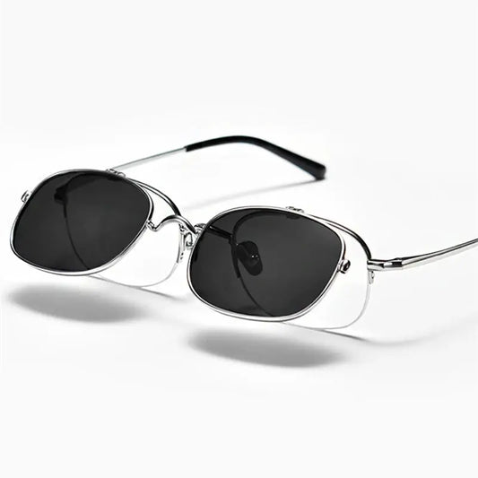 Unisex Rectangular Semi-Rimless Titanium Clip-On Prescription Glasses K15 — view 1 | Rx Spectacle