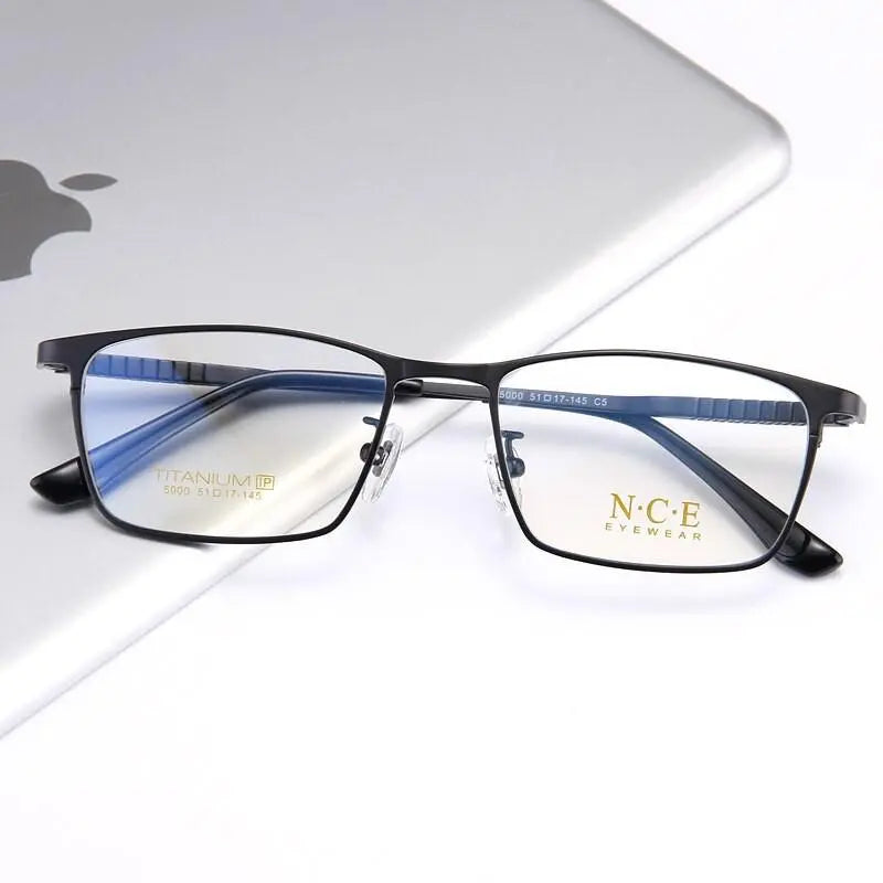 Unisex Square Full Rim Titanium Prescription Glasses 5000 — view 9 | Rx Spectacle