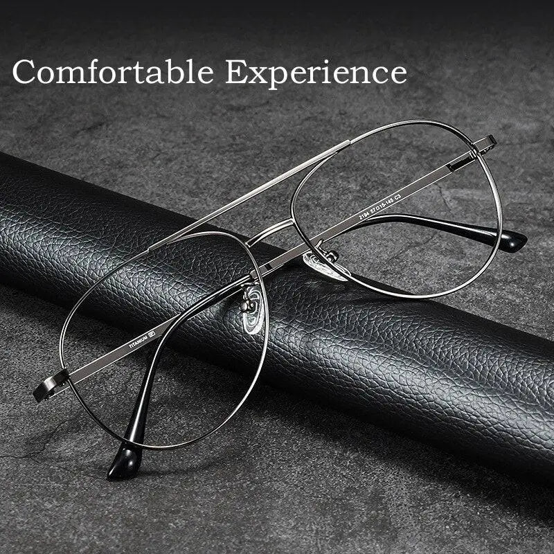 Unisex Oval Full Rim Titanium Double Bridge Prescription Glasses 2194 — view 6 | Rx Spectacle