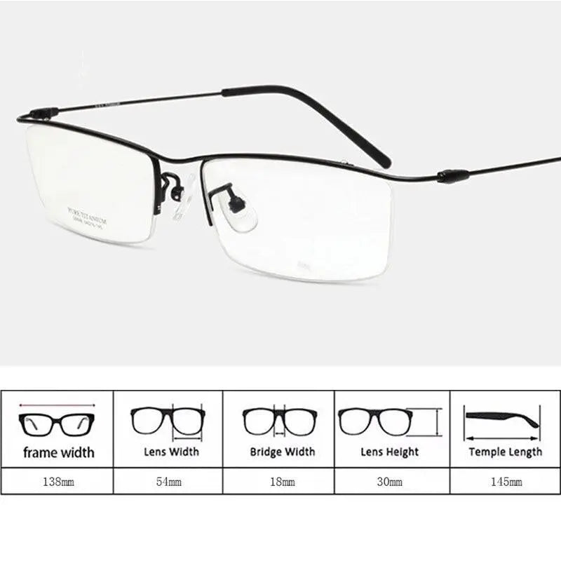 Men's Square Semi-Rimless Titanium Prescription Glasses 6688 — view 5 | Rx Spectacle