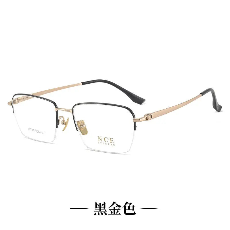 Unisex Polygon Semi-Rimless Titanium Prescription Glasses 81304 — view 4 | Rx Spectacle