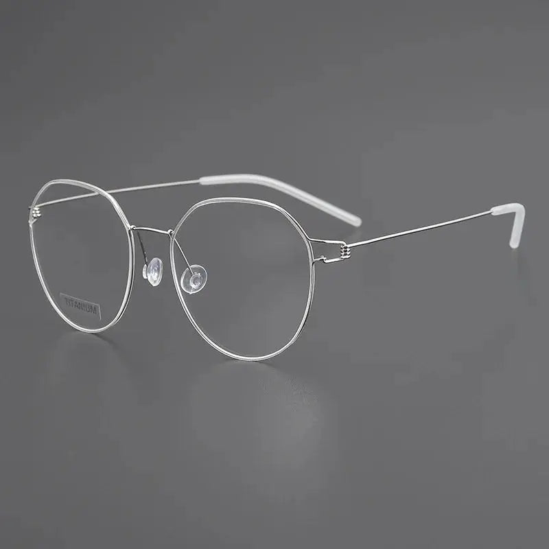 Women's Round Full Rim Titanium Flat Top Prescription Glasses 64135 — view 4 | Rx Spectacle