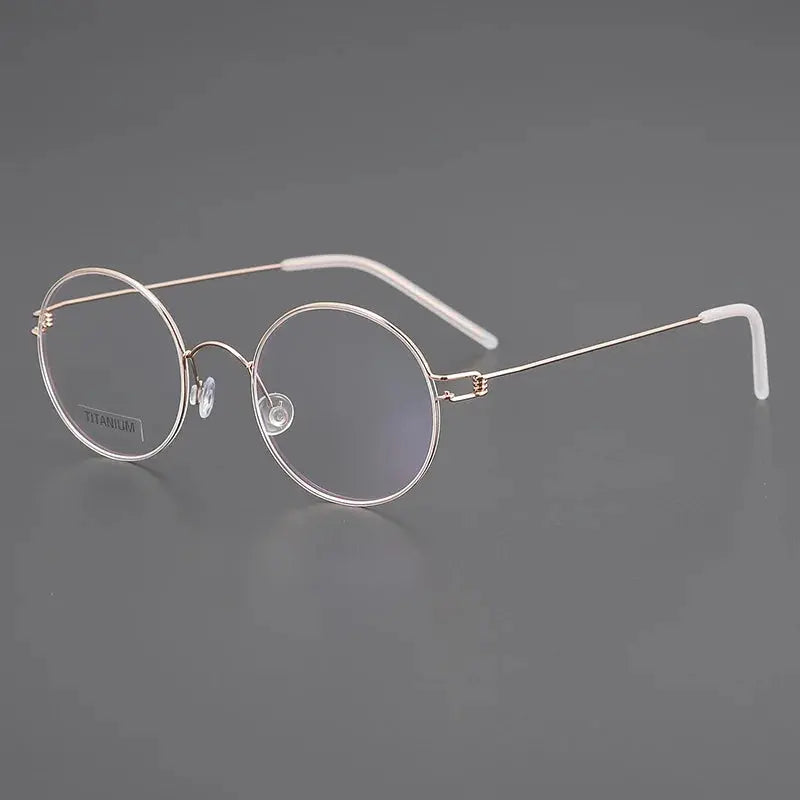 Women's Round Full Rim Titanium Screwless Prescription Glasses 195003 — view 5 | Rx Spectacle