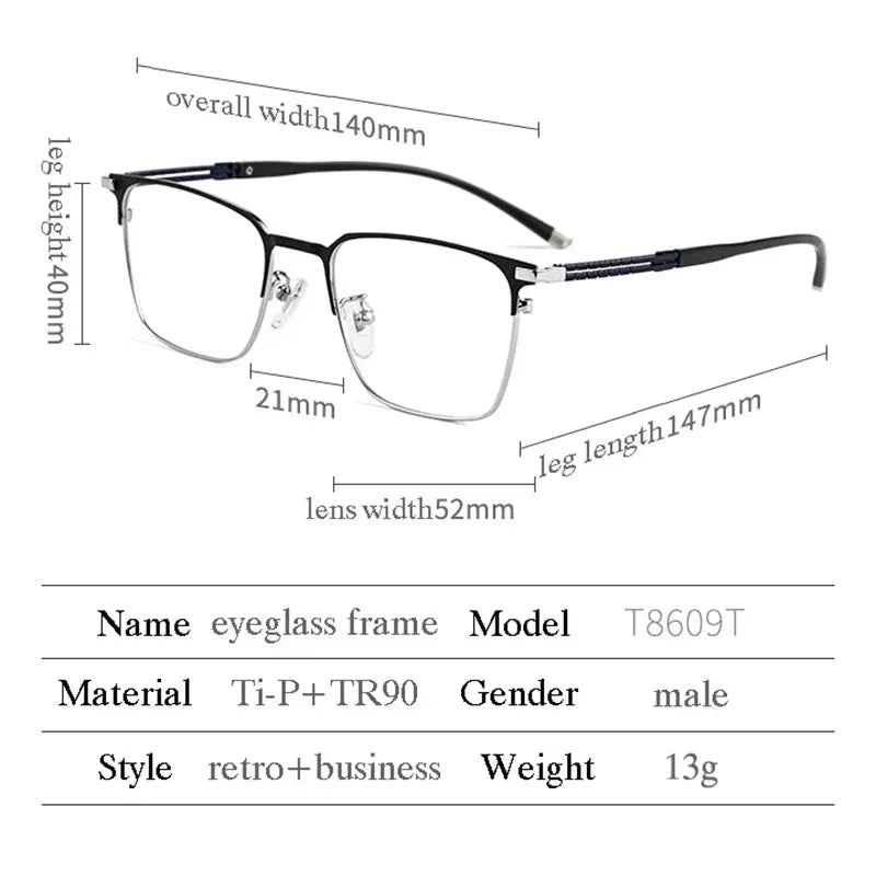 Unisex Browline Semi-Rimless Titanium Prescription Glasses 486097 — view 2 | Rx Spectacle