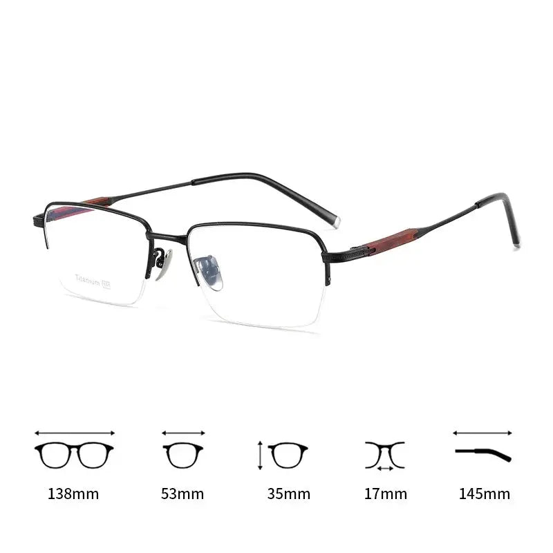Women's Rectangular Semi-Rimless Titanium Prescription Glasses 182260 — view 5 | Rx Spectacle