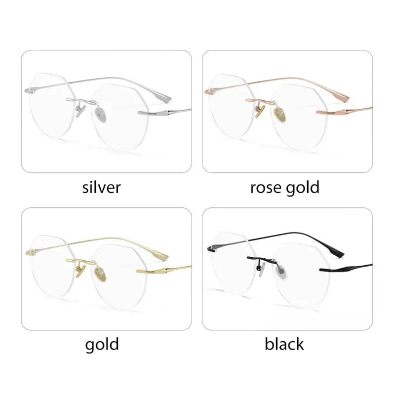 Men's Polygon Rimless Titanium Prescription Glasses 121214 — view 3 | Rx Spectacle